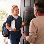woman taking care of senior